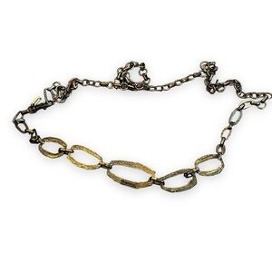 Chico's Chain Link Belt Adjustable Gold Brass Hammered Metal Matte Finish